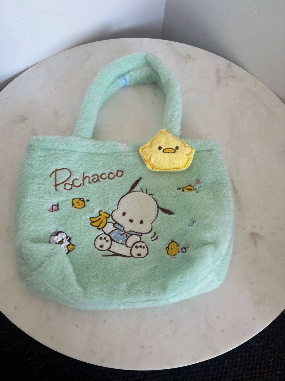Mint Green Pochacco Plush Tote Bag
